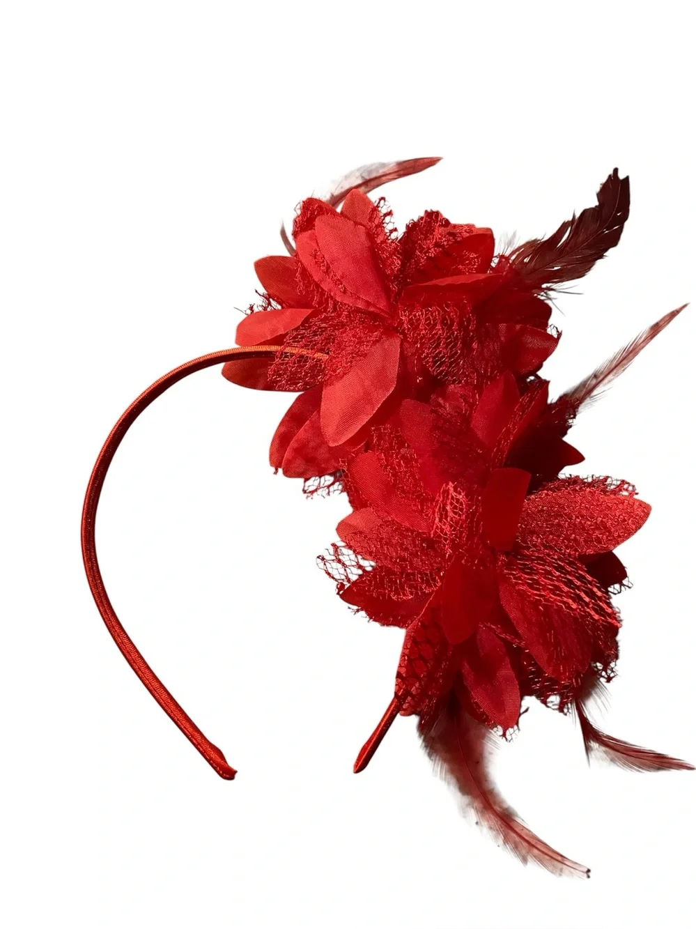 Red Feather Fascinator Headband – Race Day, Derby Parties & 1920’s Flapper